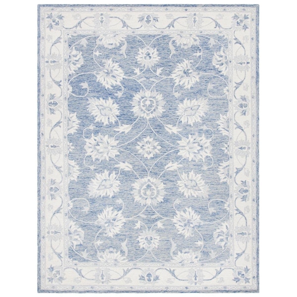 Safavieh 5 x 5 ft. Micro-Loop Square Handmade Wool Rug Blue & Ivory MLP536M-5SQ - main